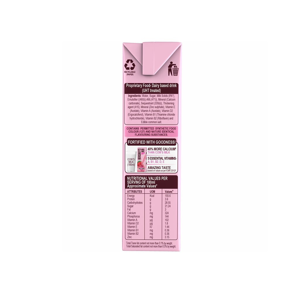 Hershey's Strawberry Flavour Milkshake - Pack of 2 : 2 x 180 ml