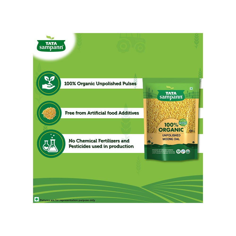 Tata Sampann Organic Moong Dal (Dhuli) Unpolished : 500 g