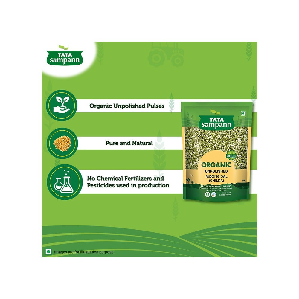 Tata Sampann Organic Moong Dal (Chilka) Unpolished : 500 g