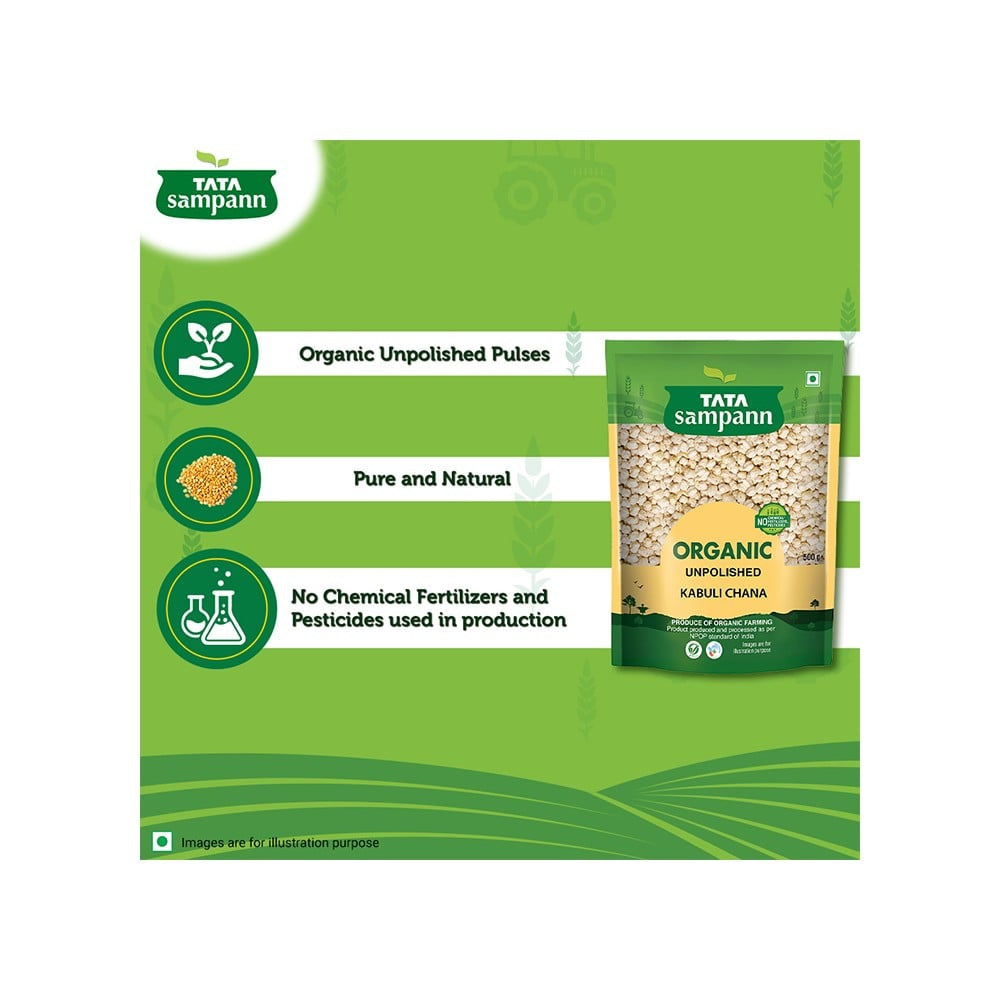 Tata Sampann Organic Kabuli Chana Unpolished : 500 g