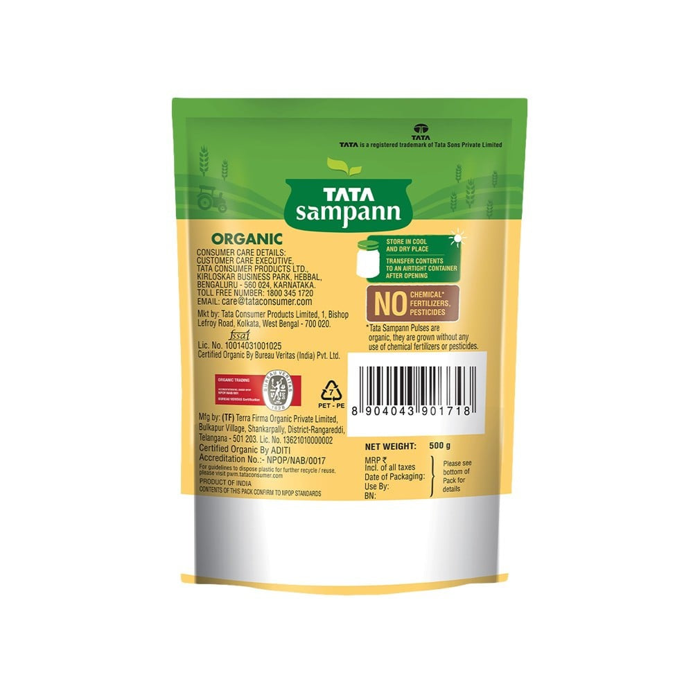Tata Sampann Organic Arhar Dal Unpolished : 500 g