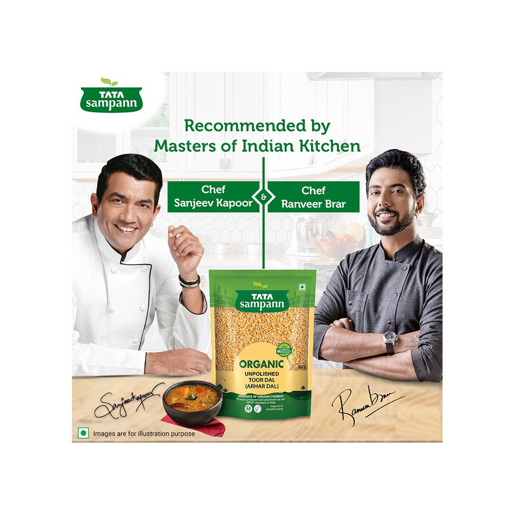 Tata Sampann Organic Arhar Dal Unpolished : 500 g