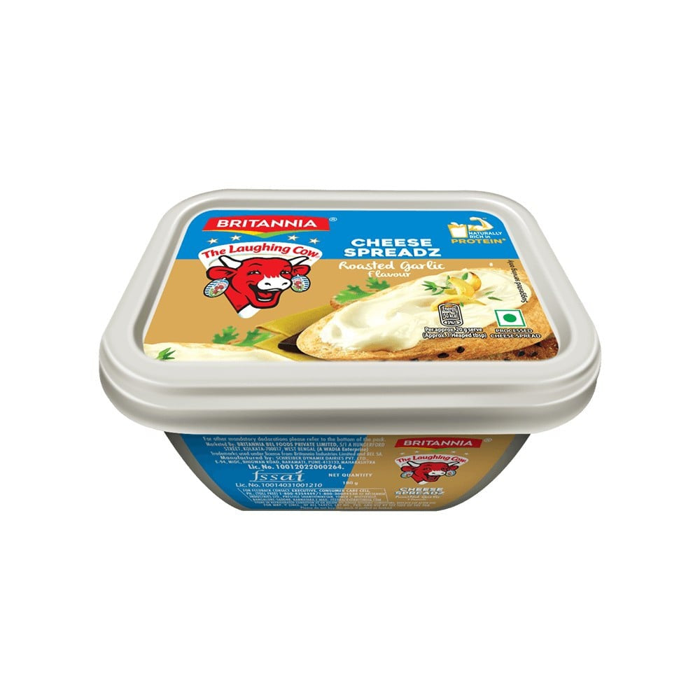 Britannia Laughing Cow Roasted Garlic Cheese Spread - Pack of 2 : 2 x 180 g