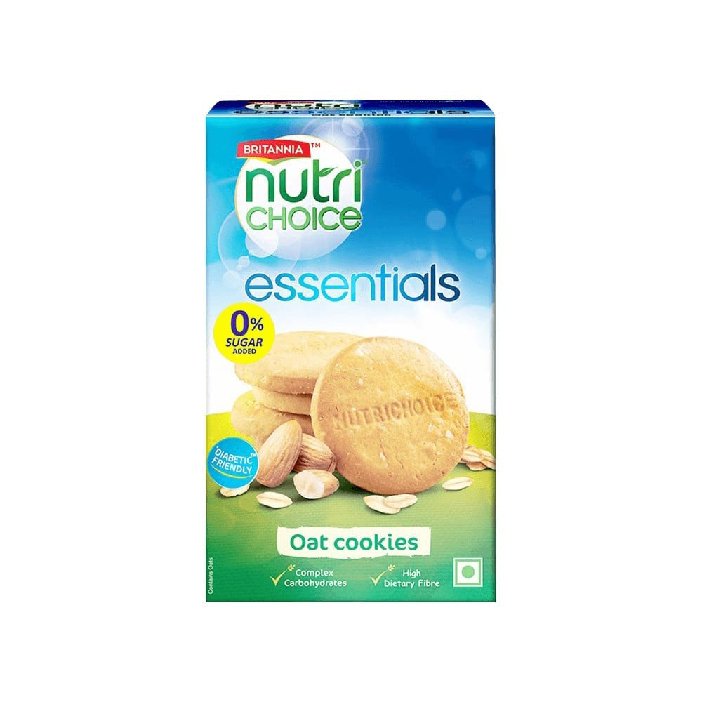 Britannia NutriChoice Oats Cookies with Zero Added Sugar (Diabetic Friendly) - Pack of 2 : 2 x 150 g