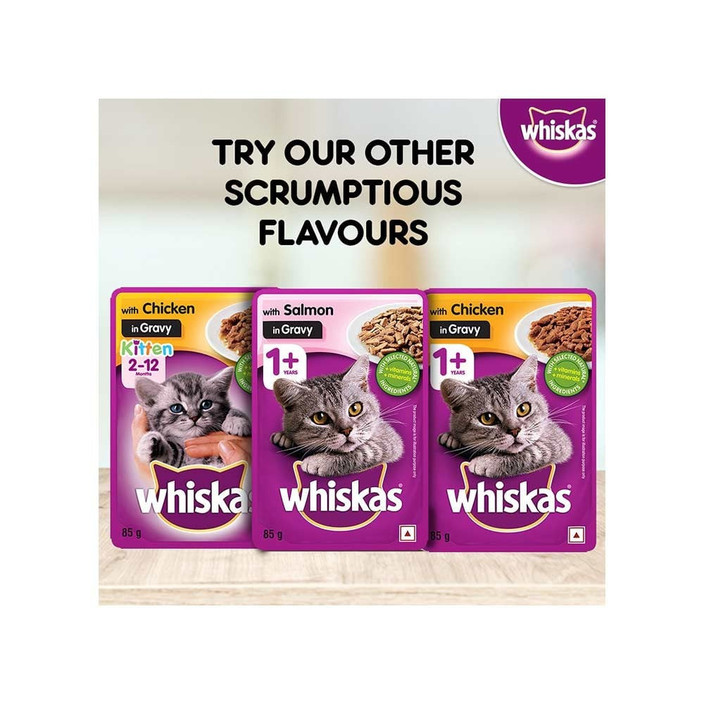 Whiskas Adult Wet Cat Food -Salmon in Gravy (1+ Years) - Pack of 5 : 5 x 80 g