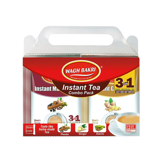Wagh Bakri Instant Tea Premix (Elaichi + Ginger + Masala) : 12 units