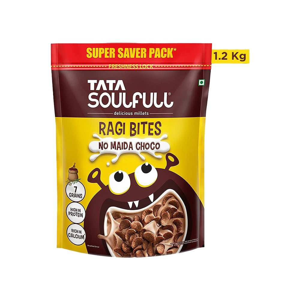 Tata Soulfull Ragi Bites Choco 7 Grains Kids Breakfast Cereal (No Maida) : 1.2 kg
