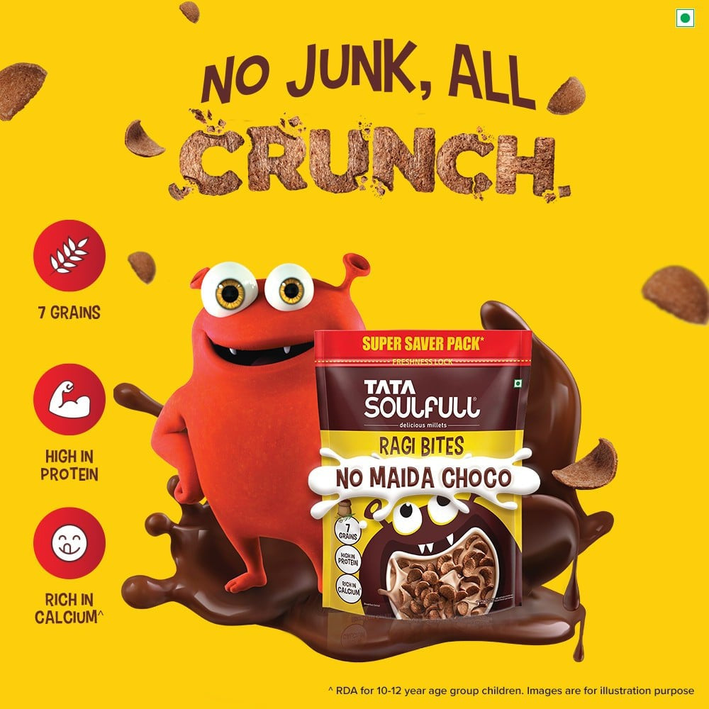 Tata Soulfull Ragi Bites Choco 7 Grains Kids Breakfast Cereal (No Maida) : 1.2 kg