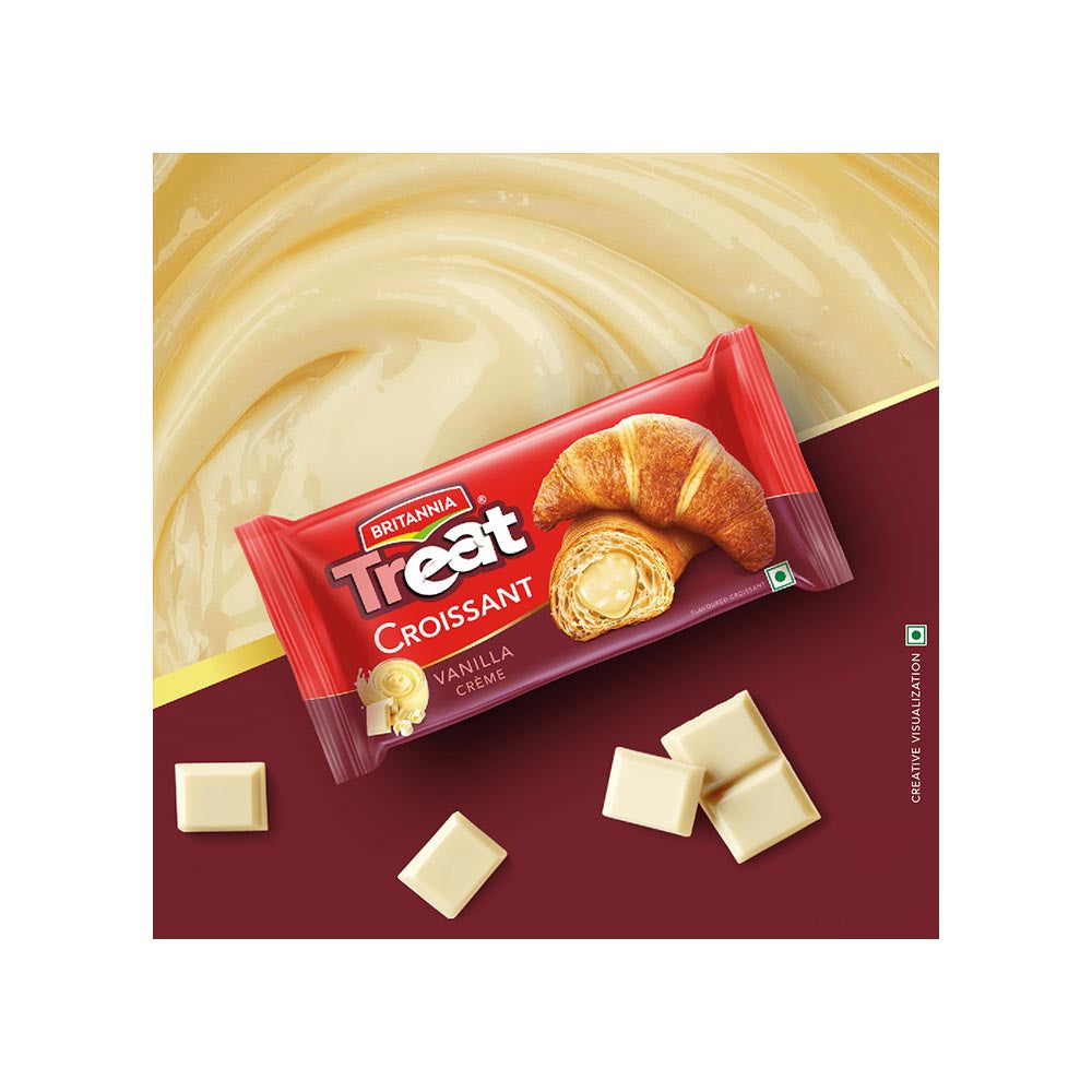 Britannia Treat Croissant with Vanilla Creme Filling - Pack of 2 : 2 x 45 g