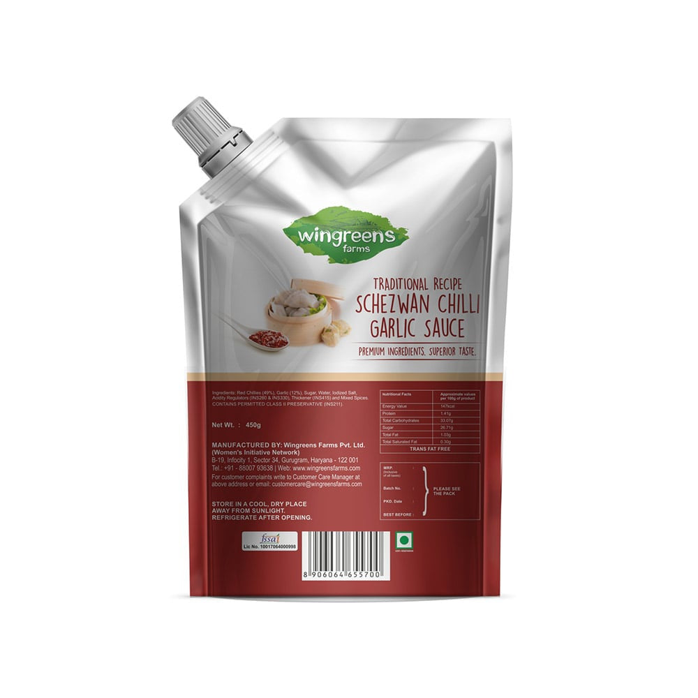 Wingreens Farms Traditional Recipe Schezwan Chilli Garlic Sauce : 450 g