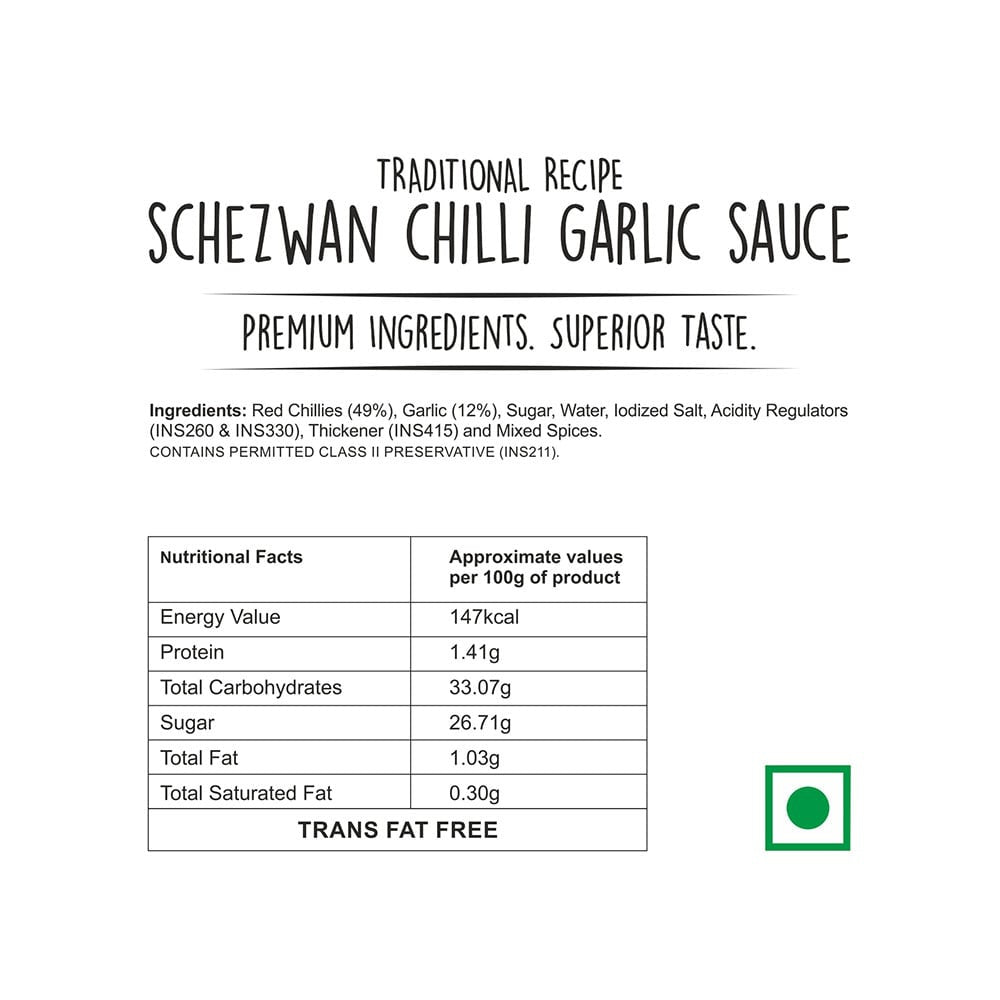 Wingreens Farms Traditional Recipe Schezwan Chilli Garlic Sauce : 450 g