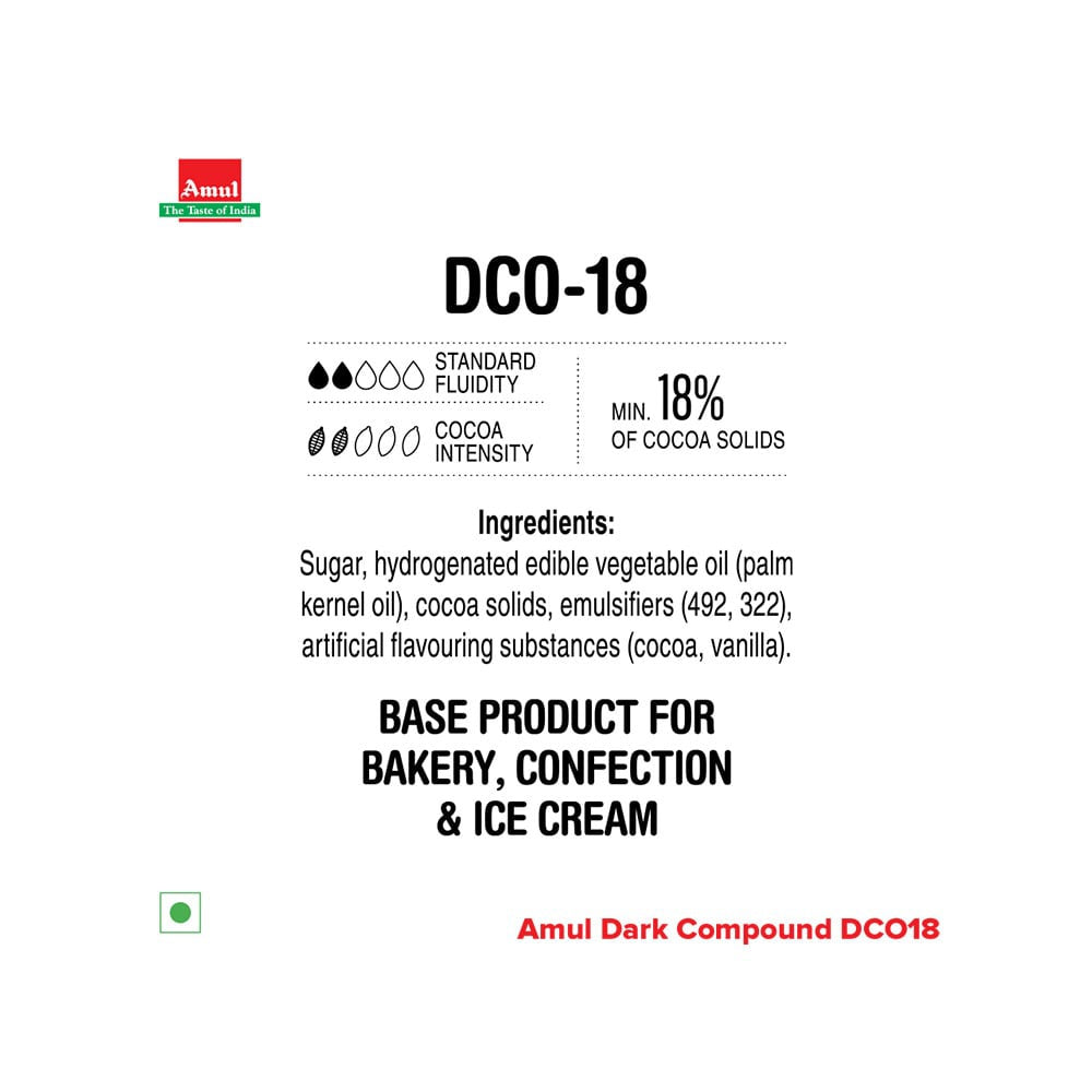Amul Compound Dark Chocolate Bar (DCO-18) : 500 g