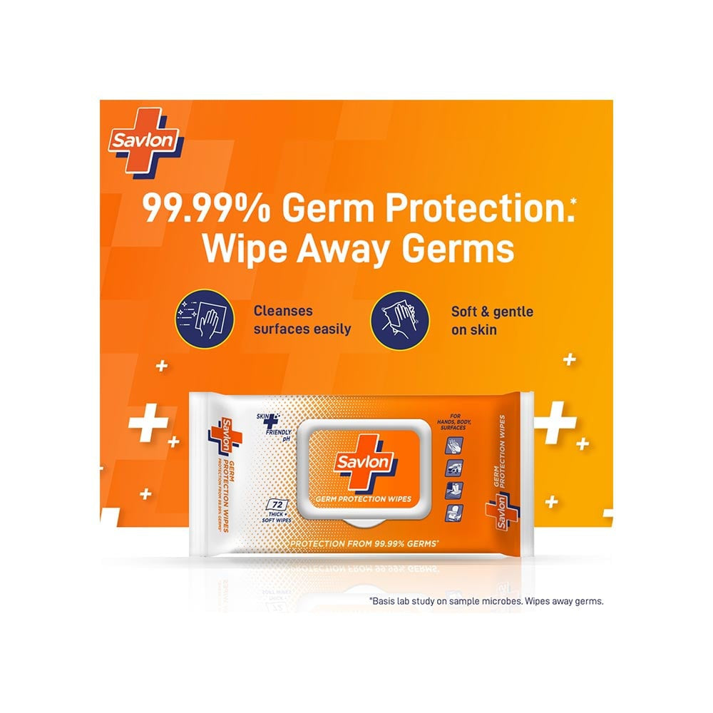 Savlon Germ Protection Multipurpose Disinfectant Wipes : 72 pcs