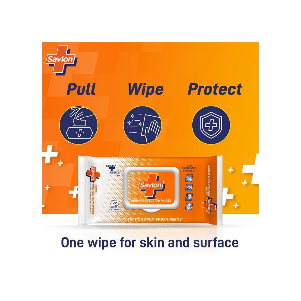 Savlon Germ Protection Multipurpose Disinfectant Wipes : 72 pcs