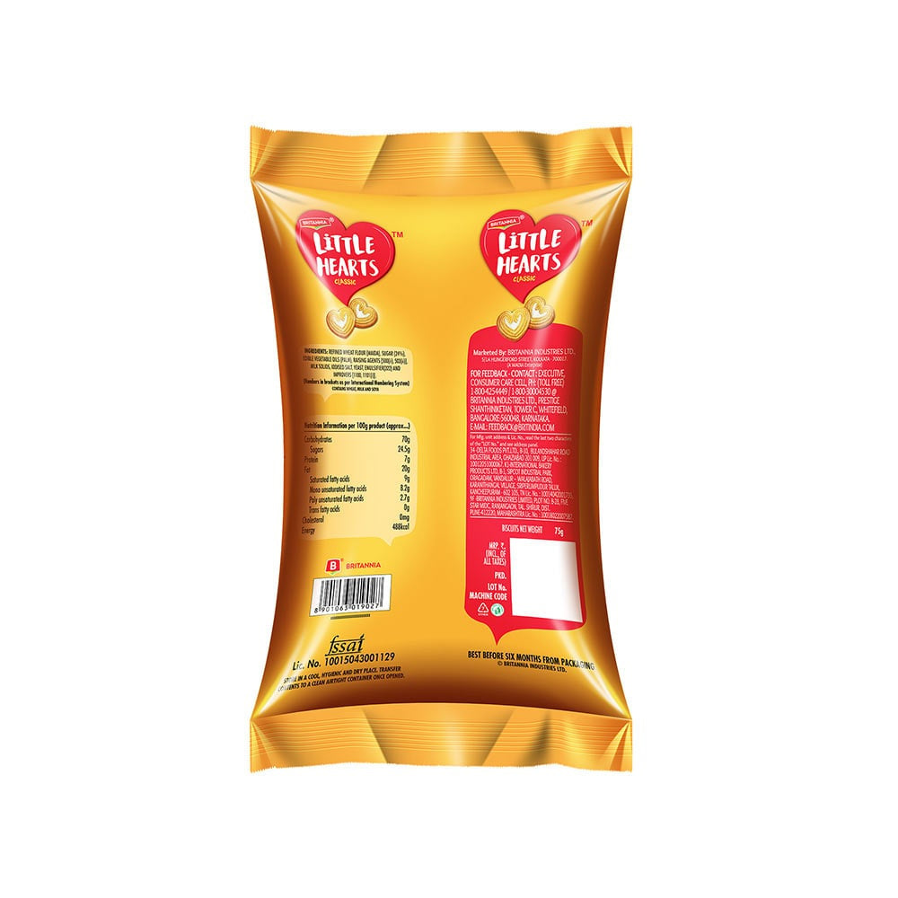 Britannia Little Hearts Classic Crunch Biscuit - Pack of 3 : 3 x 75 g