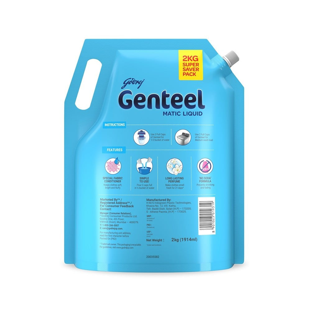 Godrej Genteel Matic Top Load Liquid Detergent : 2 kg