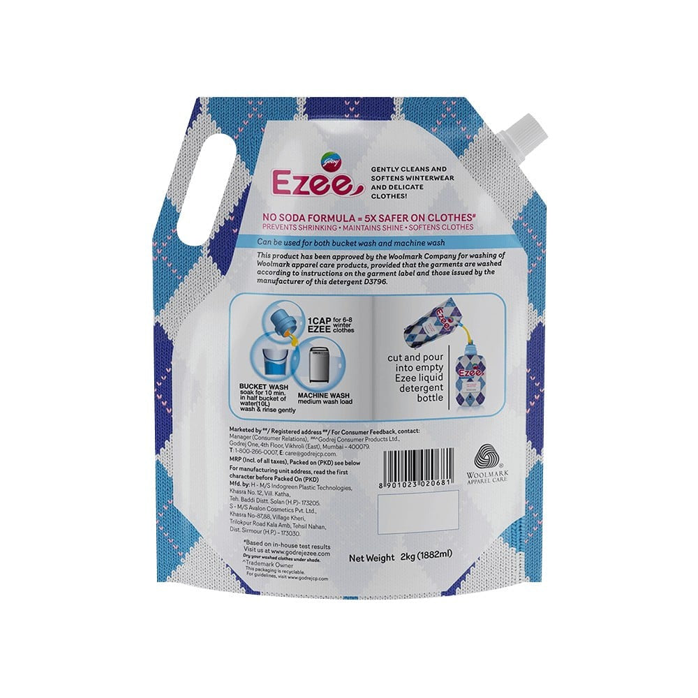 Godrej Ezee Woollen Liquid Detergent For Winterwear- Chiffon & Silks : 2 kg