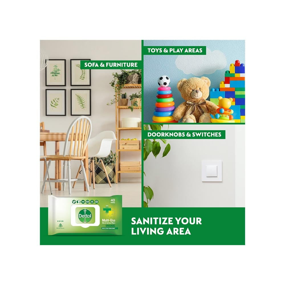 Dettol Original Multi-Use Skin & Surface Wet Wipes : 40 pcs