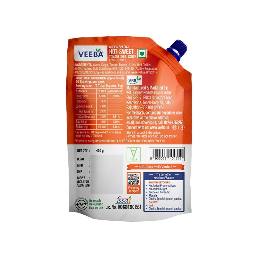 Veeba Chef's Special Hot Sweet Tomato Chilli Sauce : 450 g