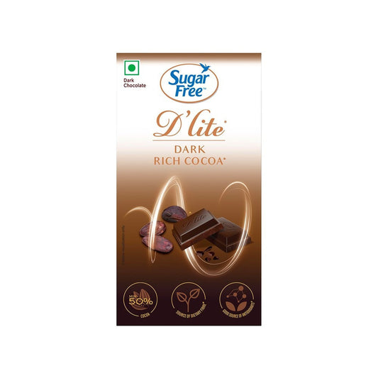 Sugar Free D'Lite Rich Cocoa Dark Chocolate Bar (Naturally Sweetened) : 40 g