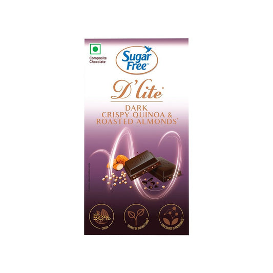 Sugar Free D'Lite Dark Chocolate Bar (Dark Crispy Quinoa & Roasted Almonds) : 40 g