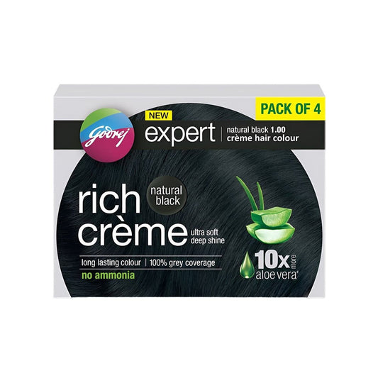 Godrej Expert Rich Hair Colour for Women & Men (Natural Black) : 1 pack (80 g + 80 ml)