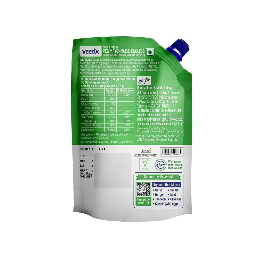 Veeba Veg Mayonnaise - Chef's Special : 875 g