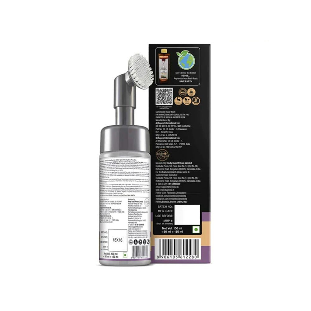 Wow Skin Science Charcoal Foaming Face Wash (with Built-In Face Brush) : 150 ml