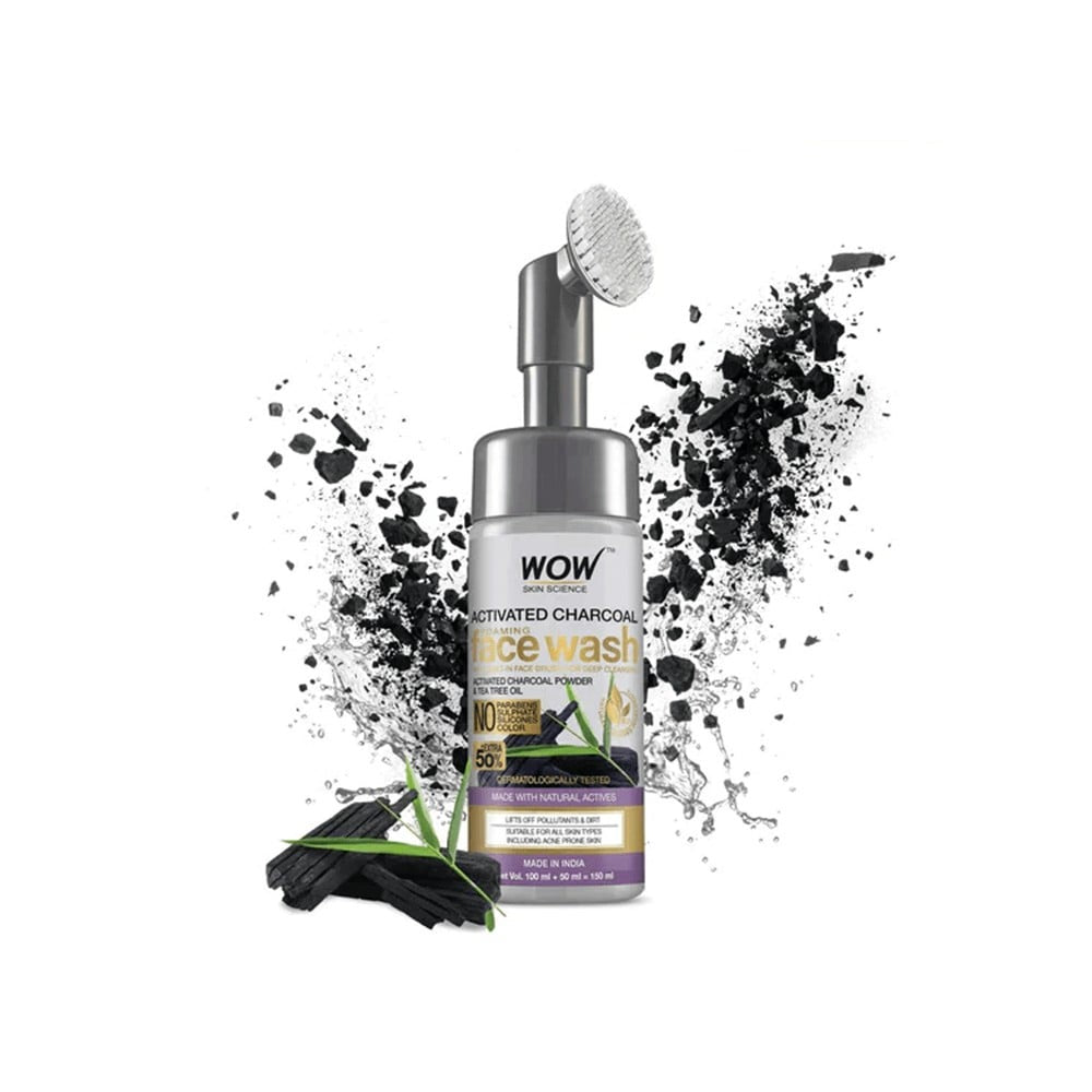 Wow Skin Science Charcoal Foaming Face Wash (with Built-In Face Brush) : 150 ml