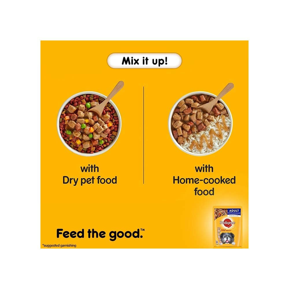 Pedigree Adult Dog Wet Food -Grilled Liver Chunks Flavour in Gravy with Vegetables : 70 g