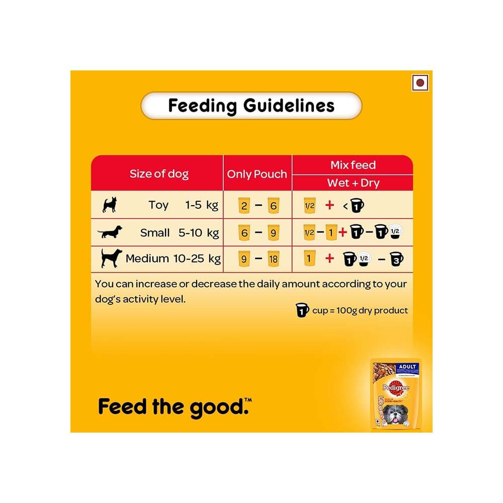 Pedigree Adult Dog Wet Food -Grilled Liver Chunks Flavour in Gravy with Vegetables : 70 g