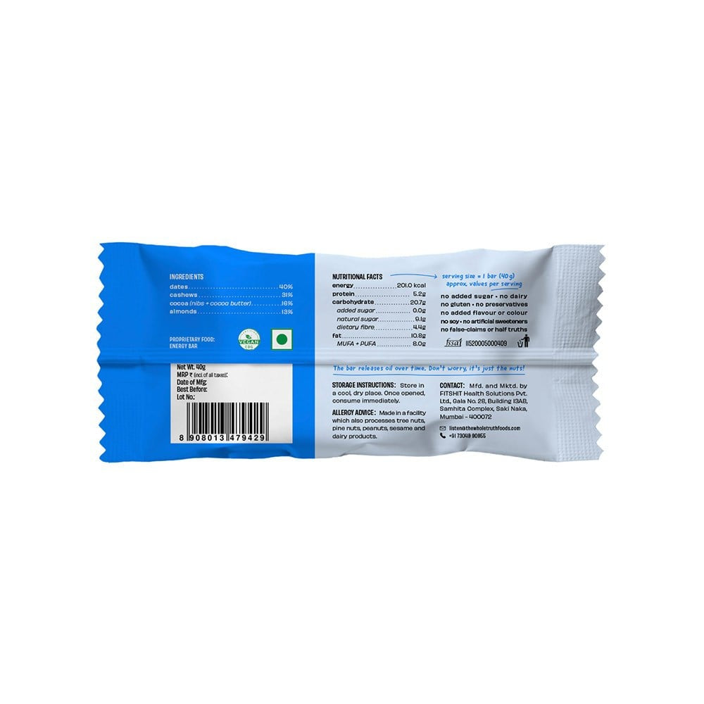 The Whole Truth Almond Choco Fudge Energy Bar : 40 g