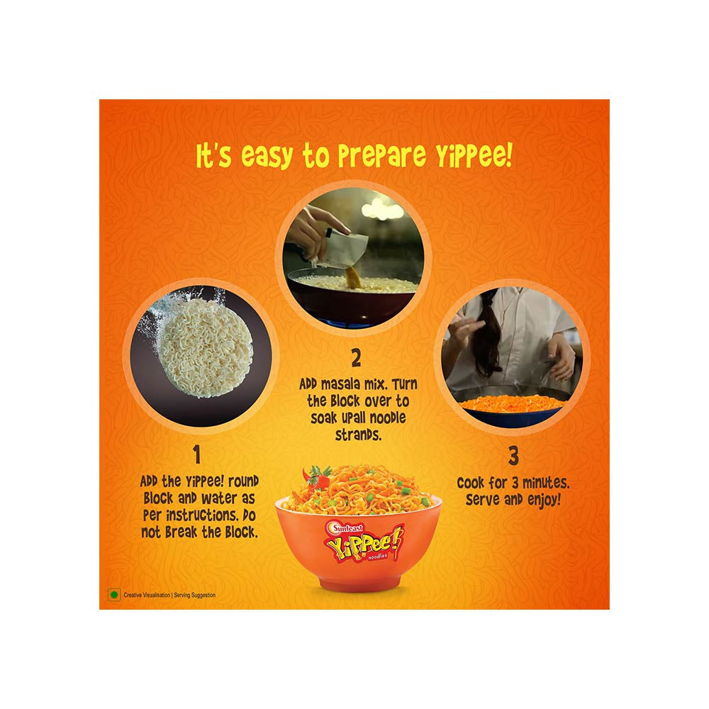 Yippee Magic Masala Instant Noodles with Added Veggies - Pack of 2 : 2 x 12 x 60 g