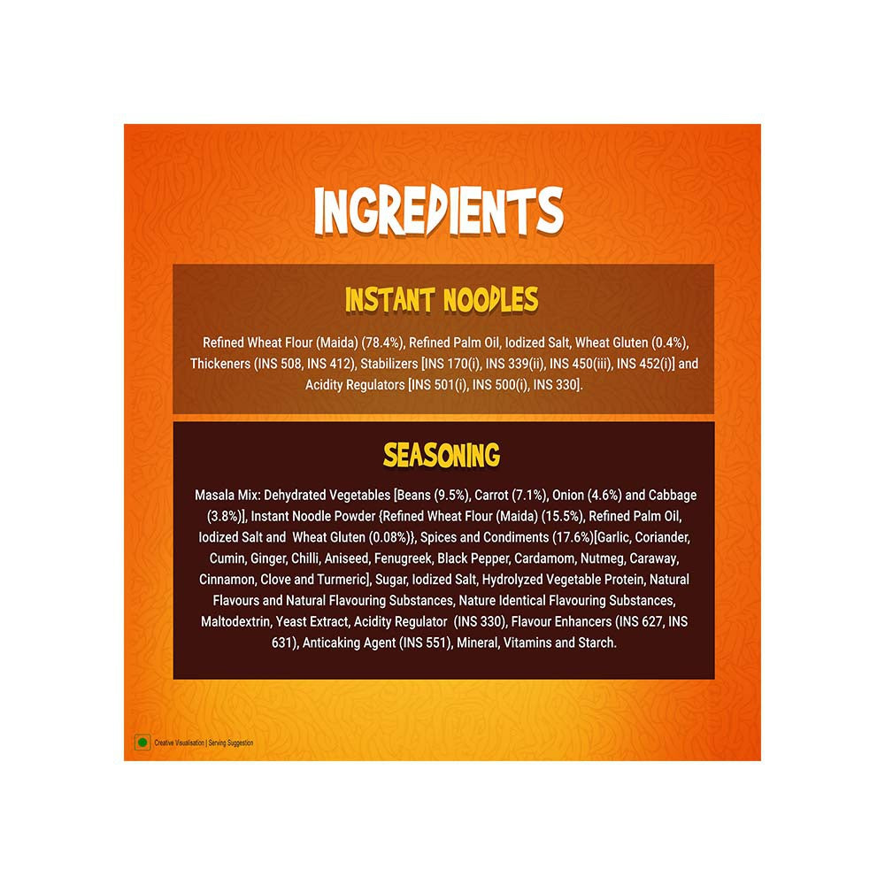 Yippee Magic Masala Instant Noodles with Added Veggies - Pack of 2 : 2 x 12 x 60 g