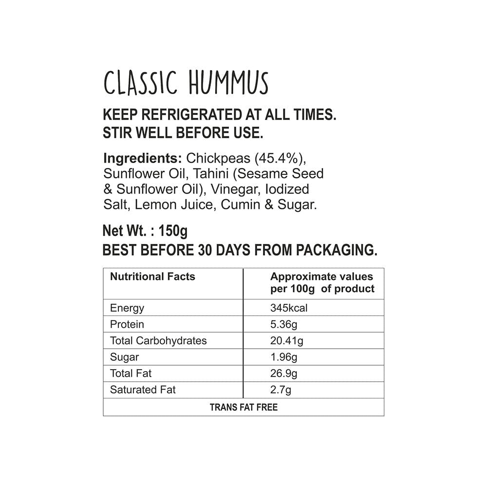 Wingreens Farms Classic Hummus Dip - Pack of 2 : 2 x 150 g