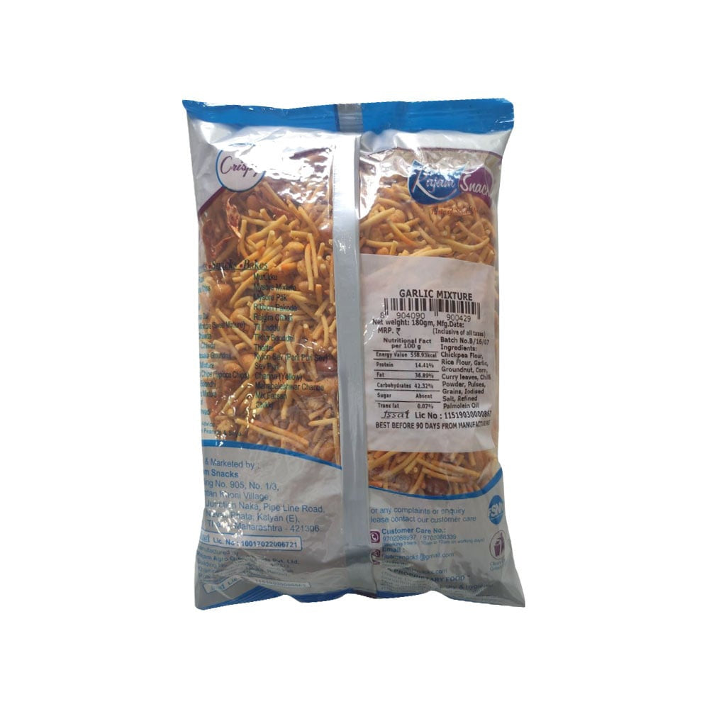 Rajam Snacks Garlic Mixture Namkeen : 180 g