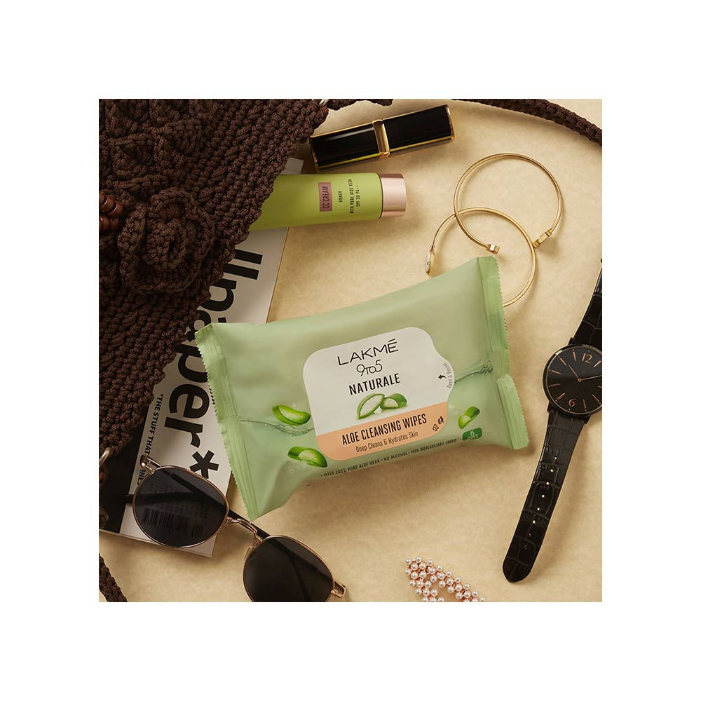 Lakme 9To5 Naturale Aloe Cleansing Face Wipes : 25 pcs
