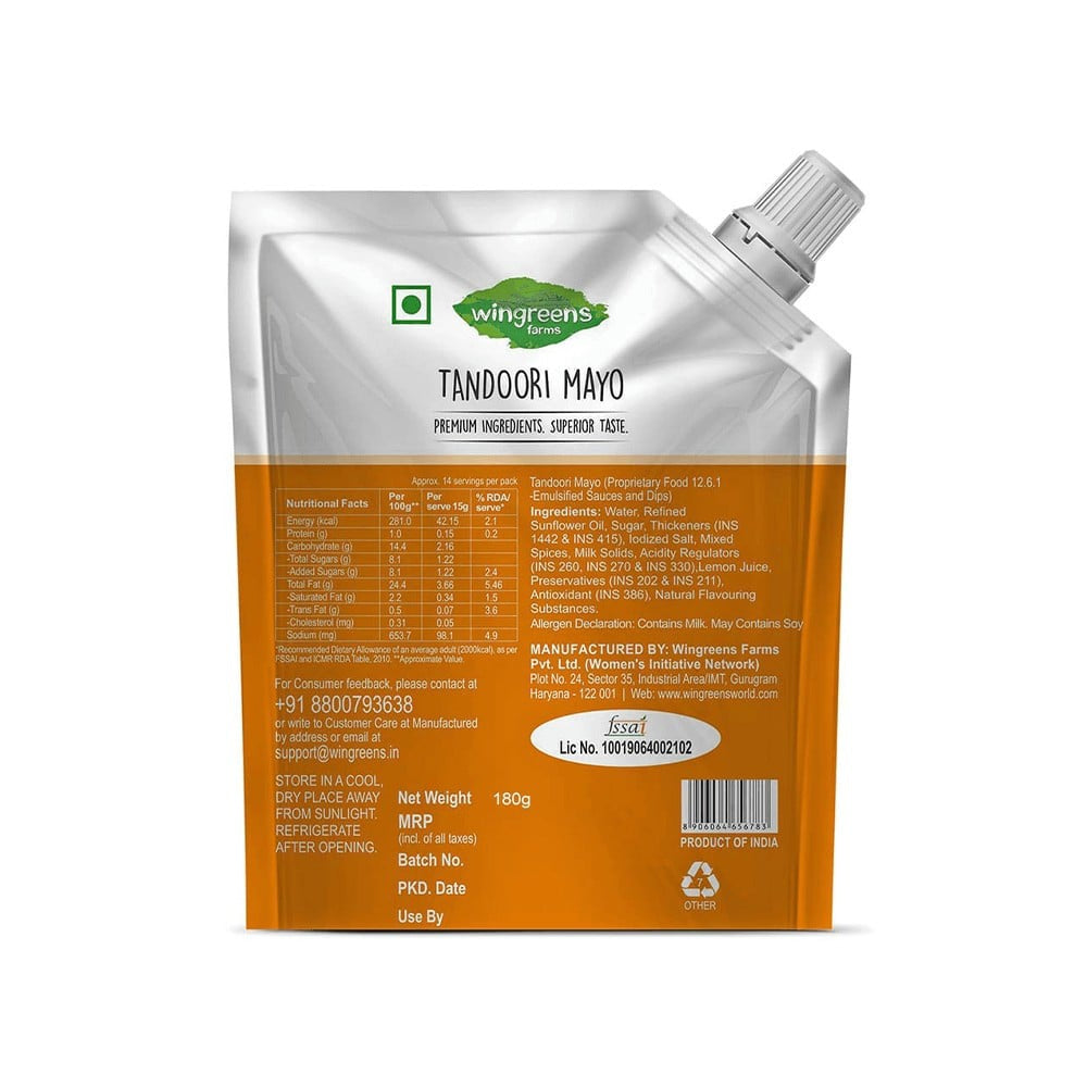 Wingreens Farms Tandoori Flavoured Mayonnaise : 180 g