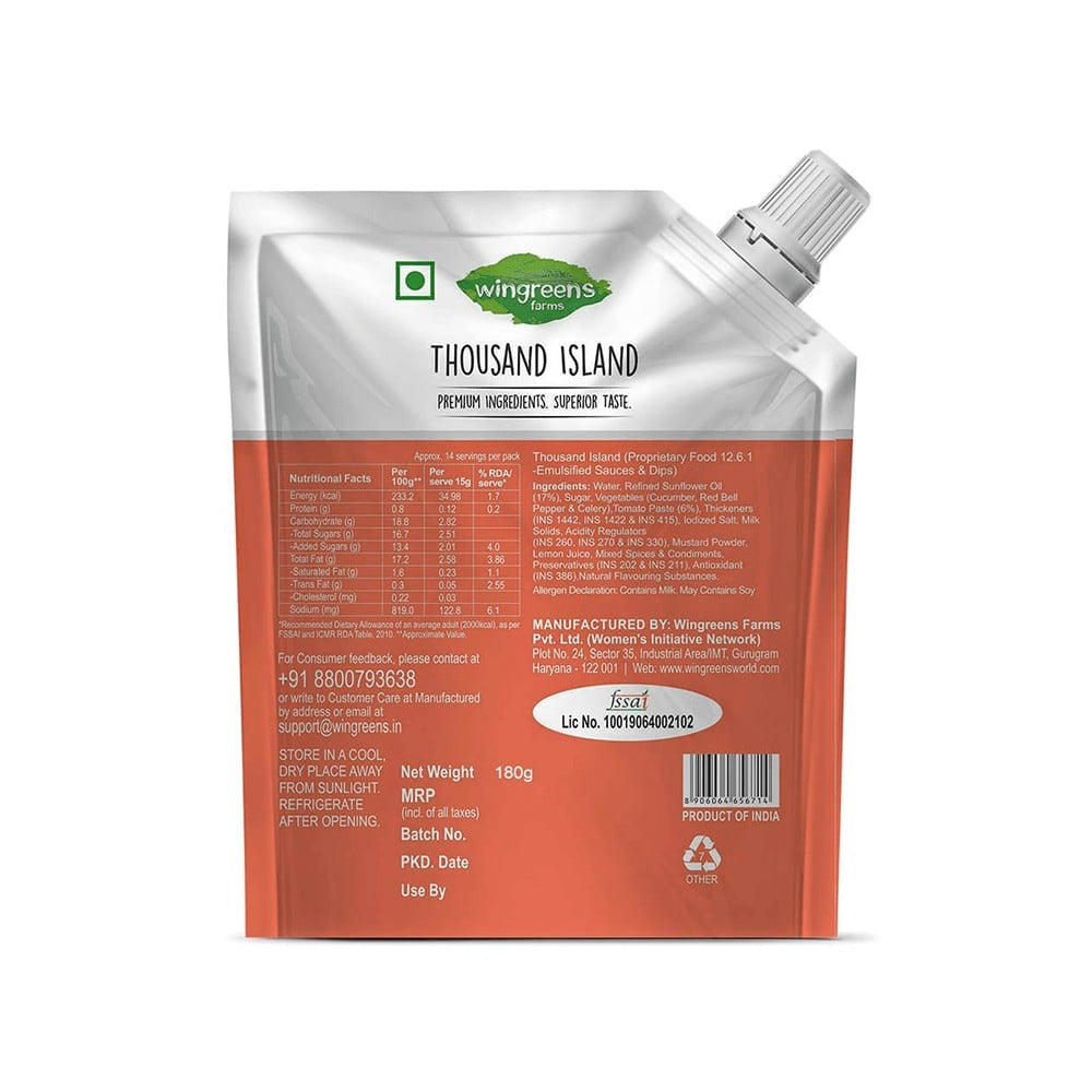Wingreens Farms Thousand Island Salad Dressing : 180 g