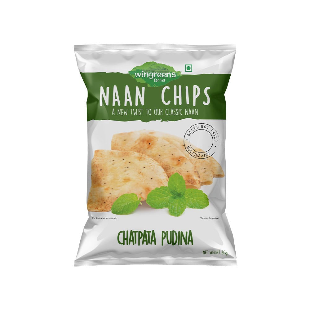Wingreens Farms Chatpatta Pudina Naan Chips : 60 g
