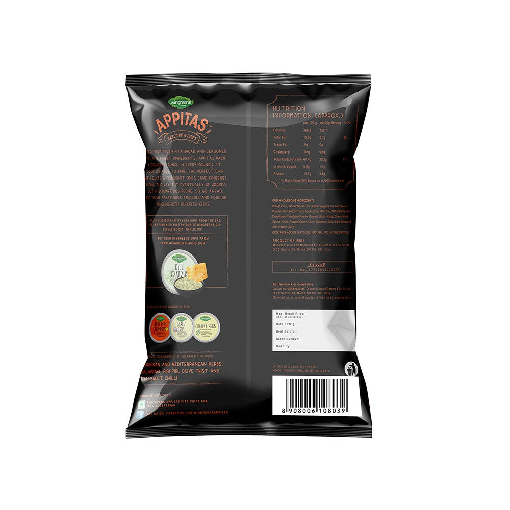 Wingreens Farms Appitas Tangy Cheese Baked Pita Chips : 60 g