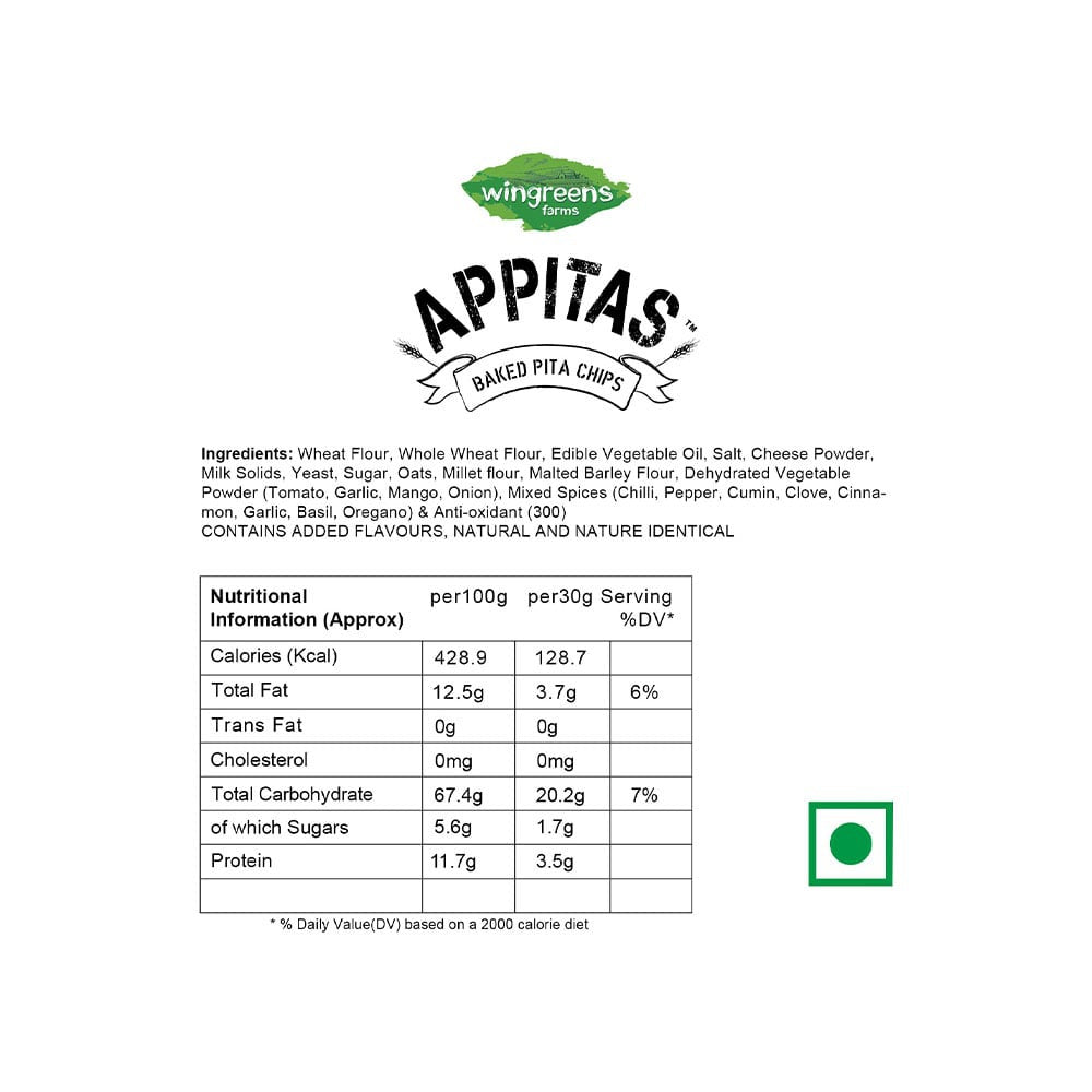 Wingreens Farms Appitas Tangy Cheese Baked Pita Chips : 60 g