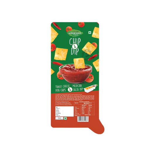 Wingreens Farms Tangy Cheese Baked Pita Chips with Mexican Salsa Dip : 70 g