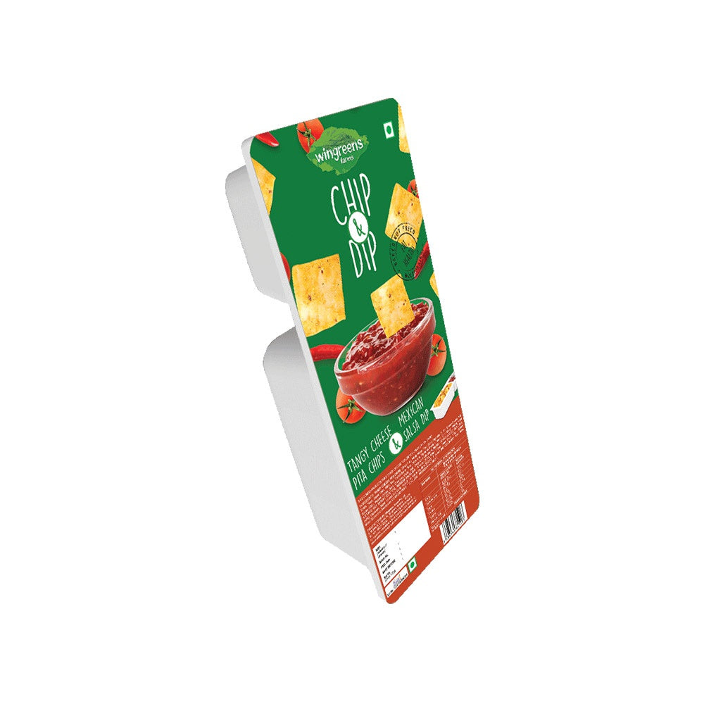 Wingreens Farms Tangy Cheese Baked Pita Chips with Mexican Salsa Dip : 70 g