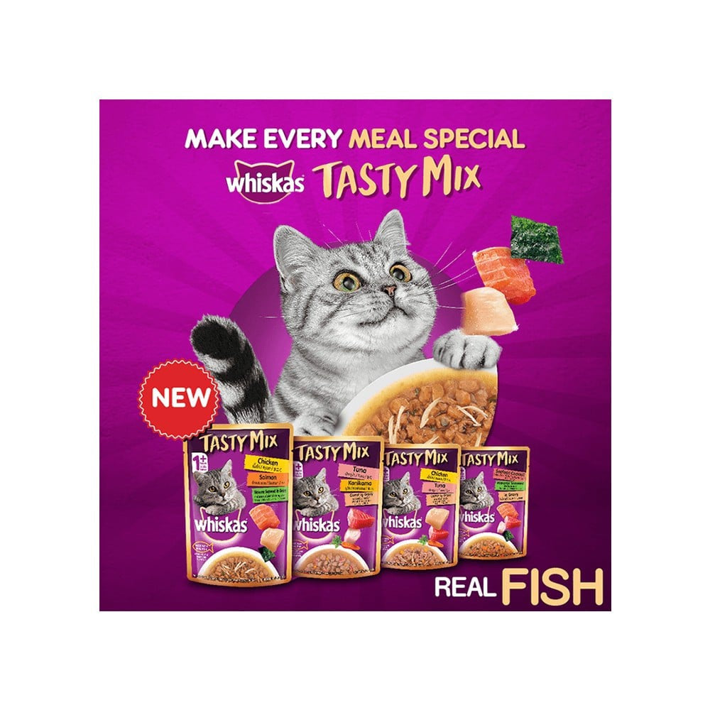Whiskas Tasty Mix Wet Cat Food (Chicken With Salmon Wakame Seaweed in Gravy) : 70 g