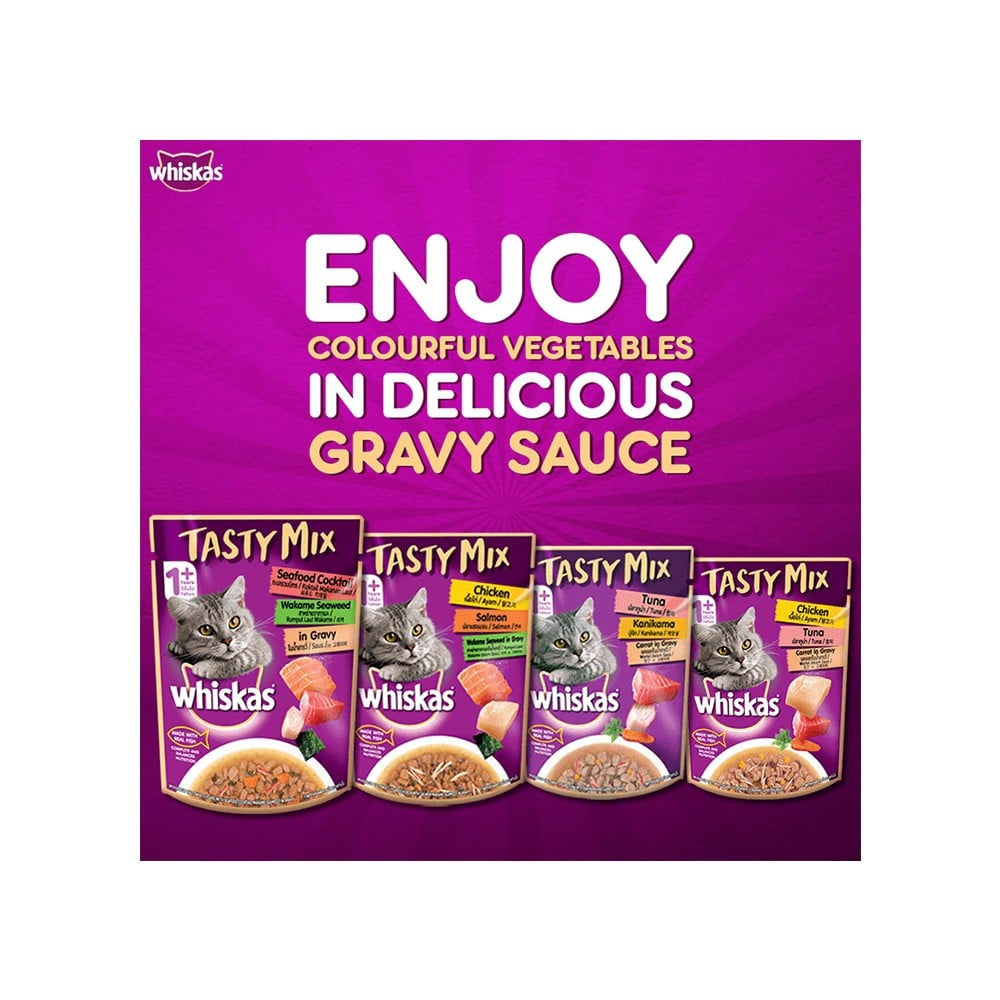 Whiskas Tasty Mix Wet Cat Food (Chicken With Salmon Wakame Seaweed in Gravy) : 70 g