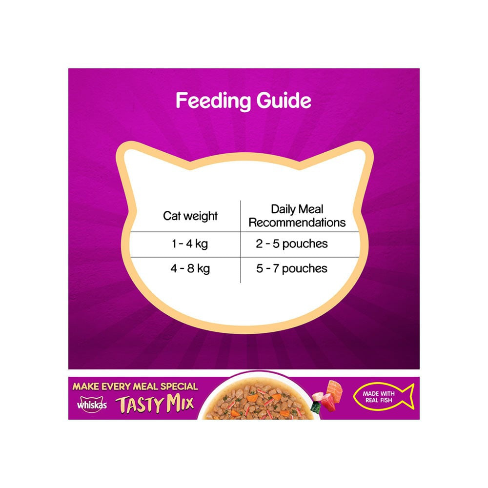 Whiskas Tasty Mix Wet Cat Food (Seafood Cocktail Wakame Seaweed in Gravy) : 70 g