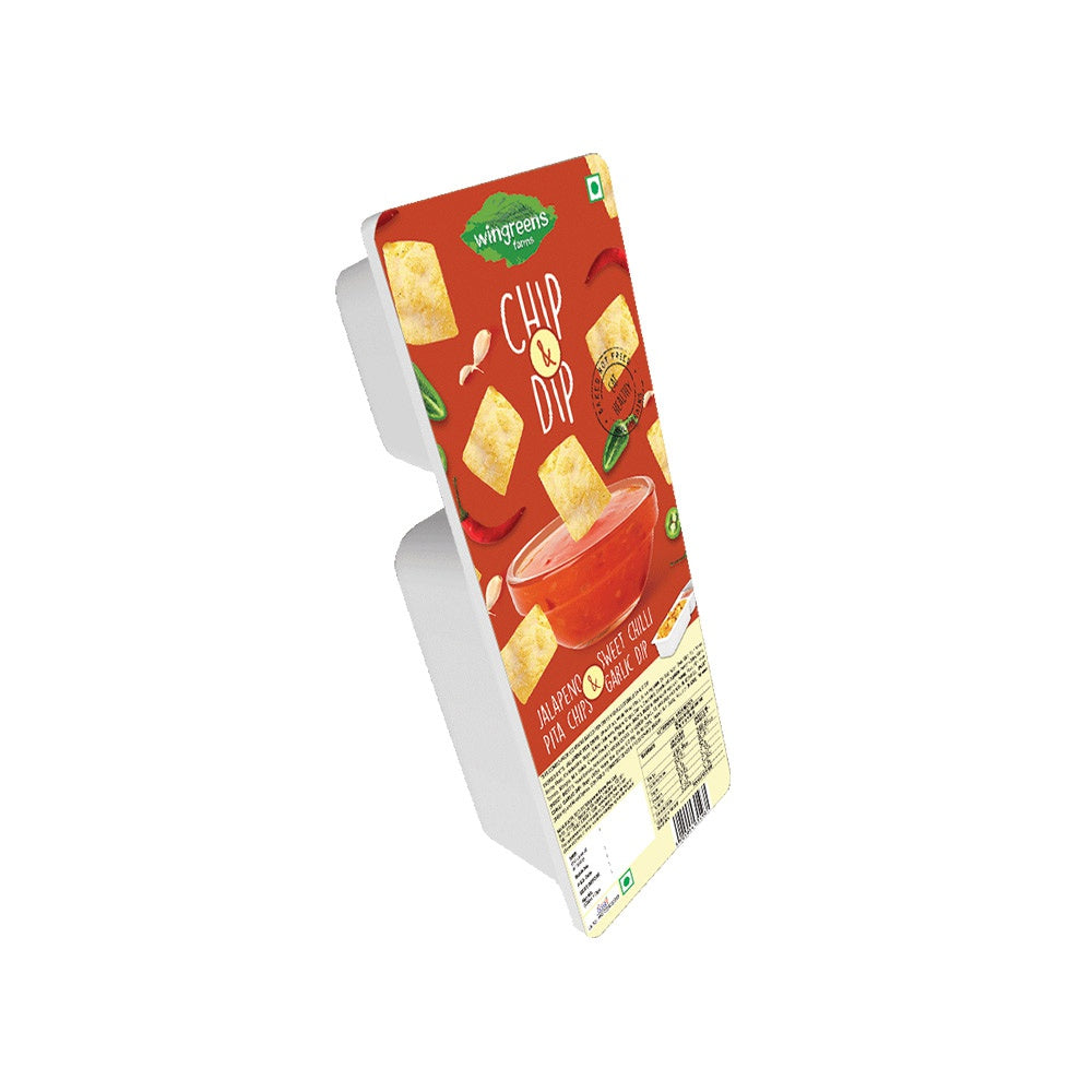 Wingreens Farms Jalapeno Pita Chips With Sweet Chilli Garlic Dip - Pack of 2 : 2 x 70 g
