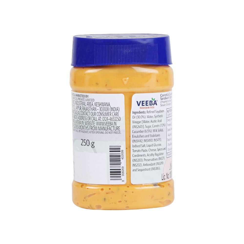 Veeba Carrot & Cucumber Sandwich Spread - Pack of 2 : 2 x 250 g