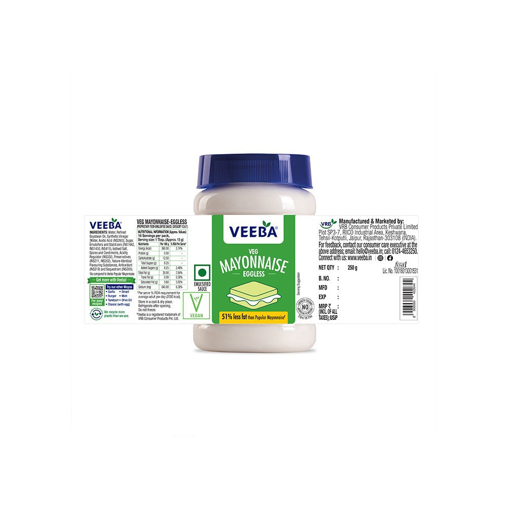 Veeba Veg Eggless Mayonnaise - Pack of 2 : 2 x 250 g